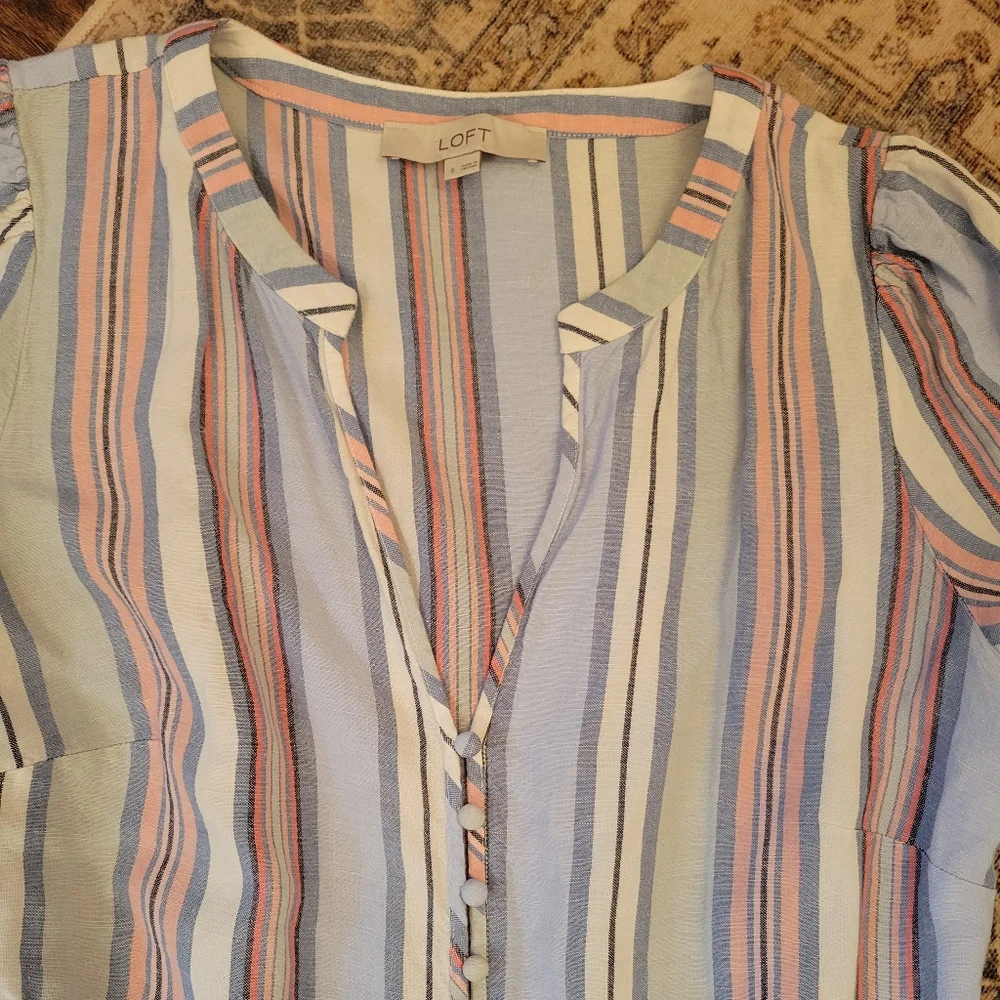 Loft Striped Multicolor Midi Dress - Picture 2 of 3